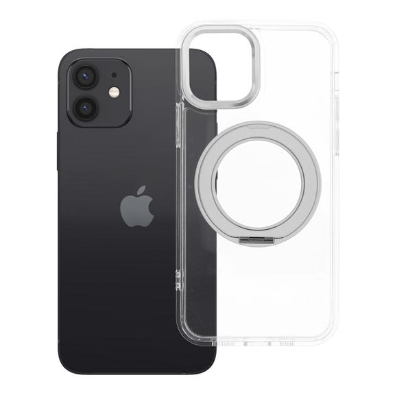 Etui na iPhone 12 Frame Circle Stand zgodne z MagSafe transparentne