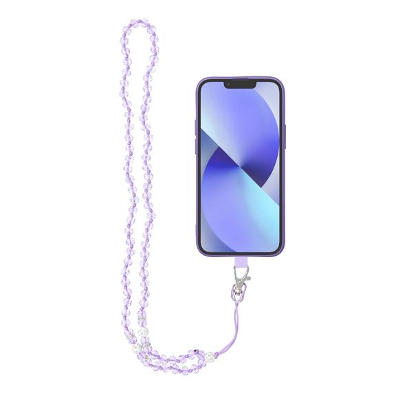 Smycz do telefonu, Zawieszka do telefonu - CRYSTAL DIAMON / długość sznura 74cm (37cm w pętli) / na szyję - fioletowy