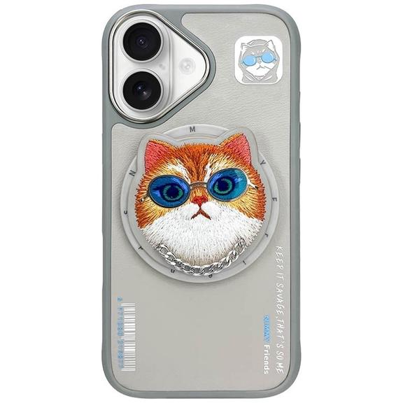 NIMMY futerał GLASSES COOL CAT kompatybilny z MagSafe do IPHONE 16 szary