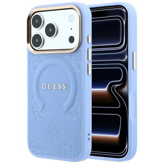 GUESS futerał do IPHONE 18 Pro Max/17 Pro Max kompatybilny z MagSafe (Saffiano Peony Ring) jasnoniebieski