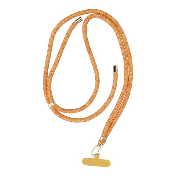 Smycz do telefonu, Zawieszka do telefonu - SWING (8mm) z regulacją długości / długość sznura 165cm (max 82,5cm w pętli) / na ramię lub szyję - pomarańczowo biały