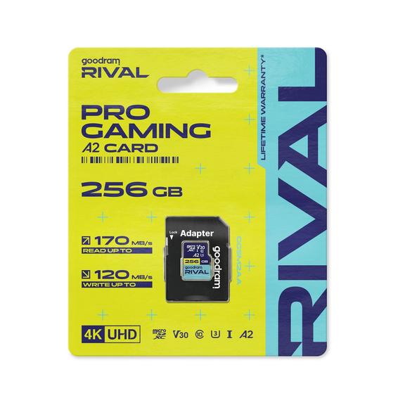 GOODRAM RIVAL Karta pamięci microSD 256GB 100MB/s class 10 UHS-I U3 V30 A2 z adapterem SD