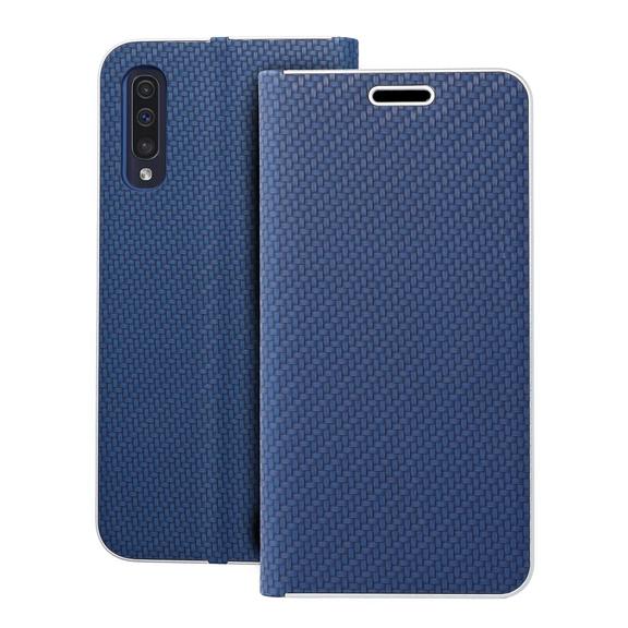 Etui z klapką na Samsung A50 Luna Book Carbon niebieskie