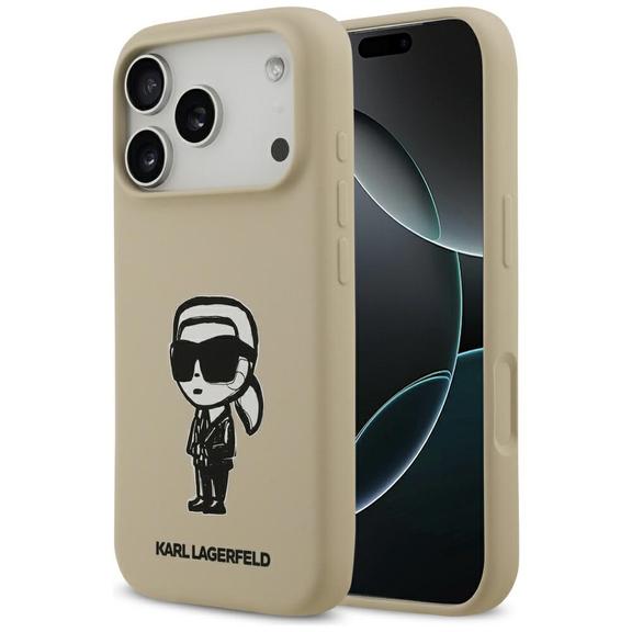 KARL LAGERFELD futerał do IPHONE 17 Pro kompatybilny z MagSafe KLHMP17LSKIGROW (Silicone W/ KL Sketch & Logo) brązowy