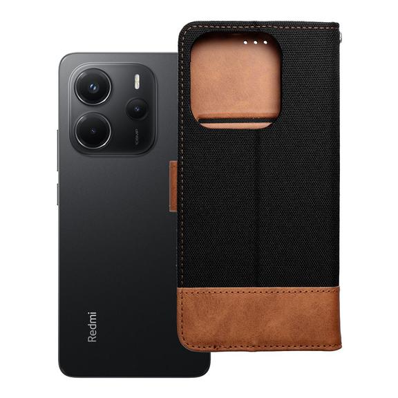 Etui z klapką na Xiaomi Redmi NOTE 14 4G (GLOBAL - 163,25mm x 76,55mm x 8,16mm) Jeans Book czarne