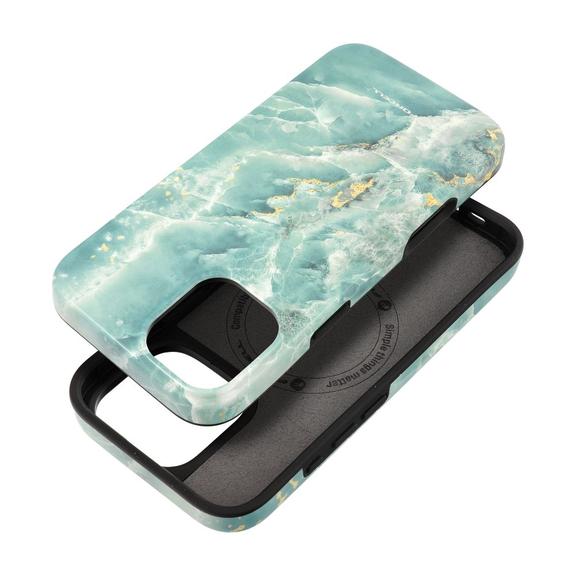 Etui na iPhone 16 PLUS Forcell F-Protect Mirage zgodne z MagSafe Military Drop-Test green marble