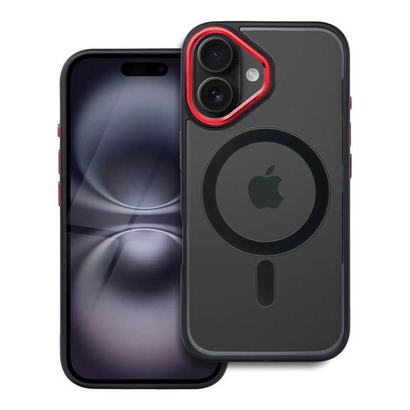 Futerał do iPhone 16 Color Edge Mag Cover zgodny z MagSafe czarno czerwony