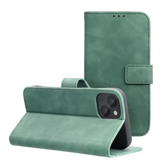 Etui z klapką na iPhone 13 Tender Book zielone