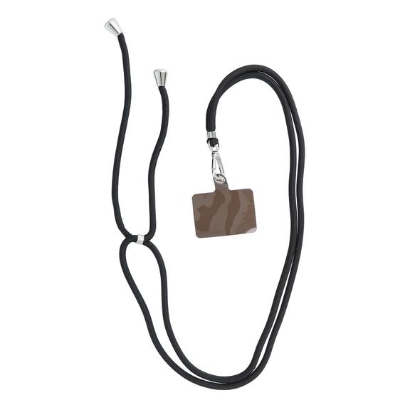 Smycz do telefonu, Zawieszka do telefonu - SWING (6mm) z regulacją długości / długość sznura 165cm (max 82,5cm w pętli) / na ramię lub szyję - czarny