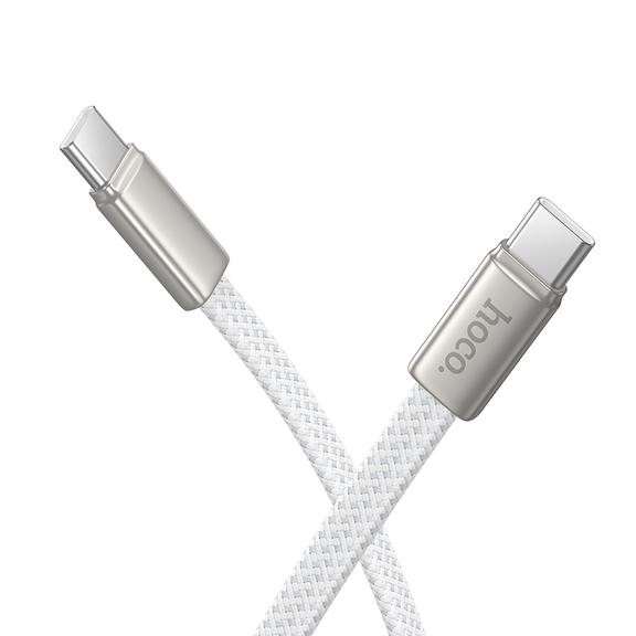 Kabel USB C do USB C Hoco 3A 60W płaski 1 m X125 biały