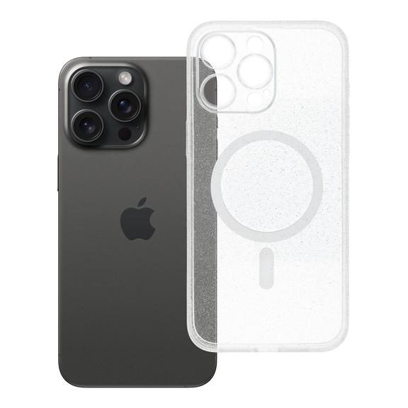 Etui na iPhone 15 PRO MAX Clear Mag Cover - Glitter (Str / Camera Protection) zgodne z MagSafe  transparentne glitter