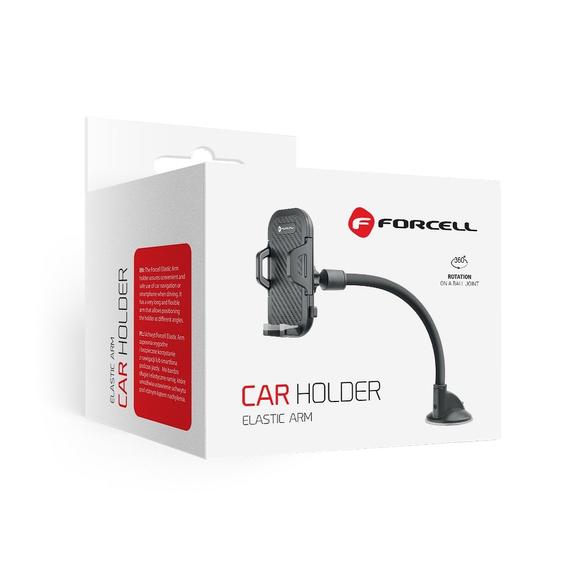 Uchwyt na telefon do samochodu uniwersalny Forcell F-Grip Carbon Bracket ramię 17cm do szyby czarny