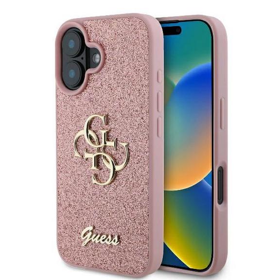 GUESS futerał do IPHONE 16 Plus GUHCP16MHG4SGP (Fixed Glitter Big 4G) różowy