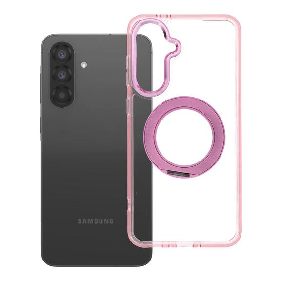 Etui na Samsung A56 Frame Circle Stand zgodne z MagSafe różowe