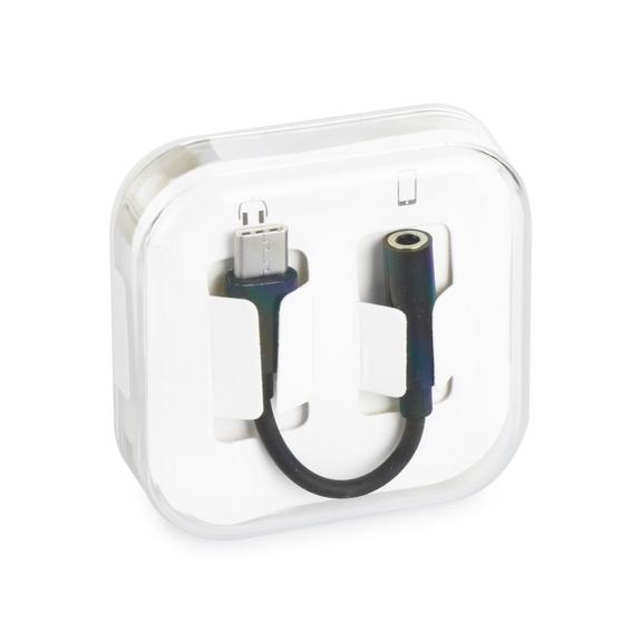 Adapter AUX Typ C (męski) do Jack 3,5 mm (żeński) BOX czarny [DAC]