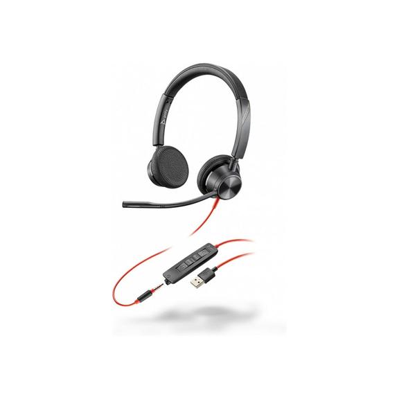 Słuchawki przewodowe nauszne Jack 3,5 mm / USB A Poly Blackwire C3325 czarne
