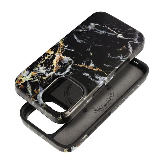 Etui na iPhone 16 Forcell F-Protect Mirage zgodne z MagSafe Military Drop-Test black marble