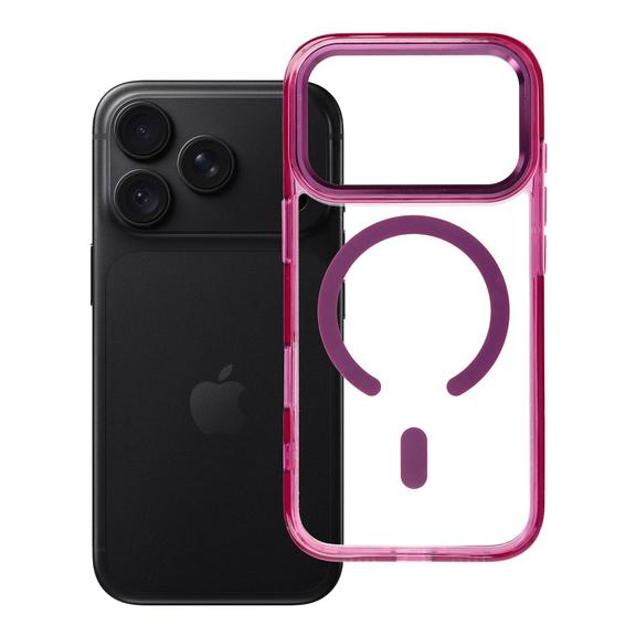 Etui na iPhone 18 Pro / 17 Pro Frame Clear Hybrid Mag Cover zgodny z MagSafe burgundowy
