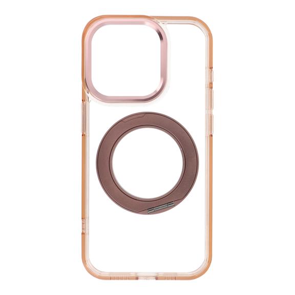 Etui na iPhone 15 PRO Frame Circle Stand zgodne z MagSafe złote