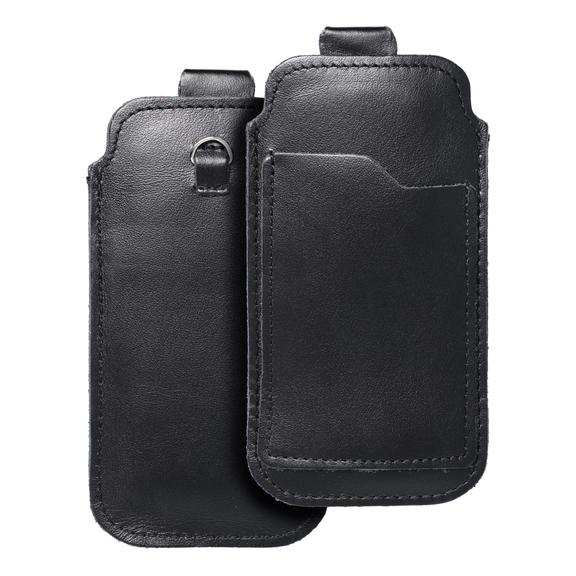 Etui wsuwane na telefon skórzane wsuwka z pull-up Royal iPhone 5 / Nokia S5610 / Lumia 230 rozmiar M czarne