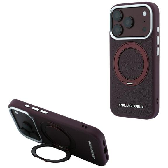 KARL LAGERFELD futerał do IPHONE 18 Pro Max/17 Pro Max kompatybilny z MagSafe (Saffiano Classic Logo) burgundowy
