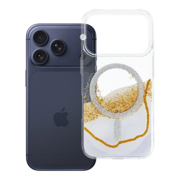 Etui na iPhone 17 Pro / 18 Pro (low camera edge) Golden zgodne z MagSafe białe