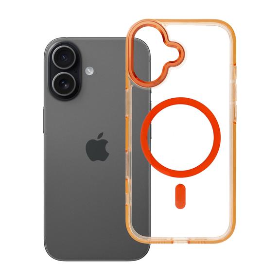 Etui na iPhone 17 Frame Clear Hybrid Mag Cover zgodny z MagSafe pomarańczowe