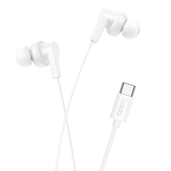 Słuchawki przewodowe douszne USB C Hoco M114 białe