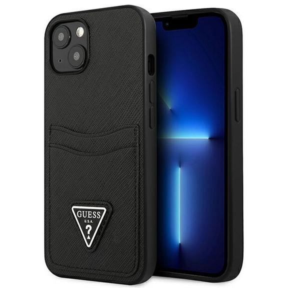 GUESS futerał do IPHONE 13 Mini GUHCP13SPSATPK (Saffiano Double Card Triangle) czarny