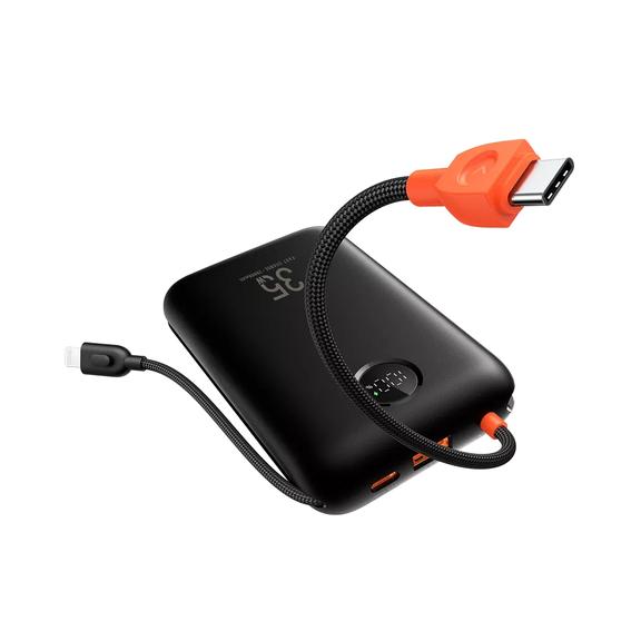 Powerbank Veger K2 (W2068) PD QC3.0 35W 20000 mAh z wbudowanymi kablami Typ C / Lightning czarny