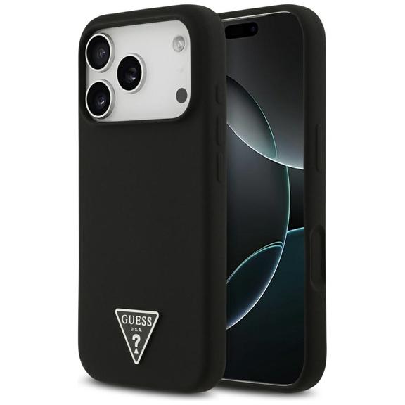 GUESS futerał do IPHONE 17 Pro Max kompatybilny z MagSafe GUHMP17XSCTRLMK (Silicone W/ Triangle Logo) czarny