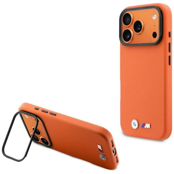 BMW futerał do IPHONE 17 Pro Max kompatybilny z MagSafe BMHMP17X25PFWKCKO (PU W/ Metal Logo) pomarańczowy