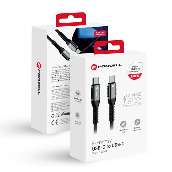 Kabel USB C do USB C Forcell F-Energy QC4.0 PD 5A 240W Cafule 1,2 m C263 czarny