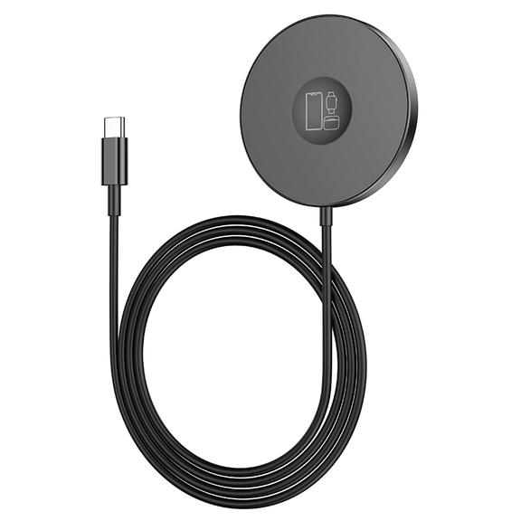 EOL HOCO ładowarka indukcyjna 3w1 Typ C kompatybilna z MagSafe 15W CW41 czarna