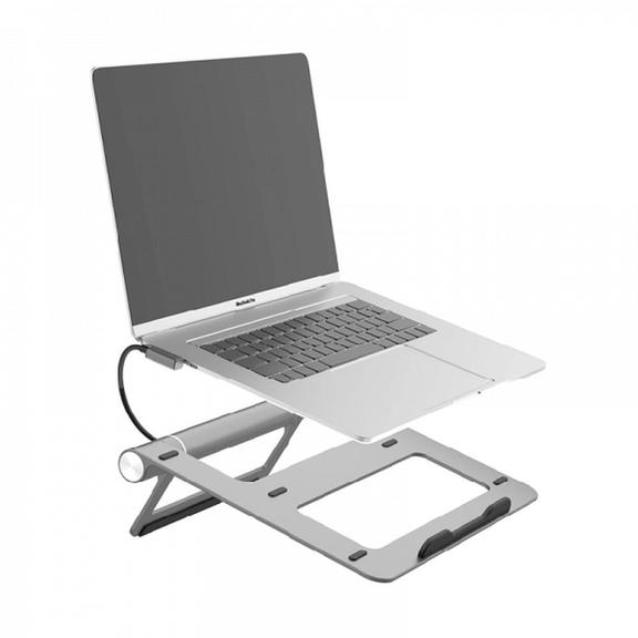 WiWU - Aluminiowa podstawka do laptopa ze stacją dokującą (USB-C*2+USB3.0*2+SD/TF+RJ45+HDMI (4k30Hz))