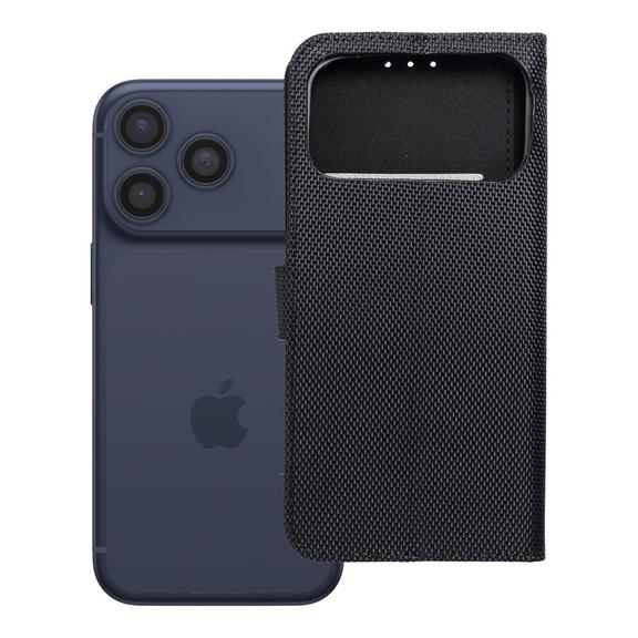 Etui z klapką na iPhone 17 PRO MAX / 18 PRO MAX 4Card RFID antykradzieżowe tech fabric czarne