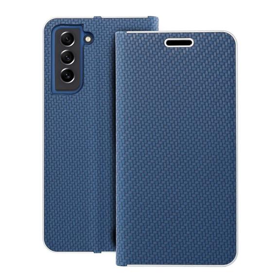 Etui z klapką na Samsung S21 Luna Book Carbon niebieskie