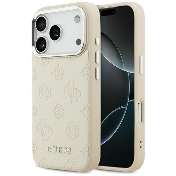 GUESS futerał do IPHONE 17 Pro kompatybilny z MagSafe GUHMP17LPSPOSSSE (PU W/ Peony Hot Stamp Script) beżowy