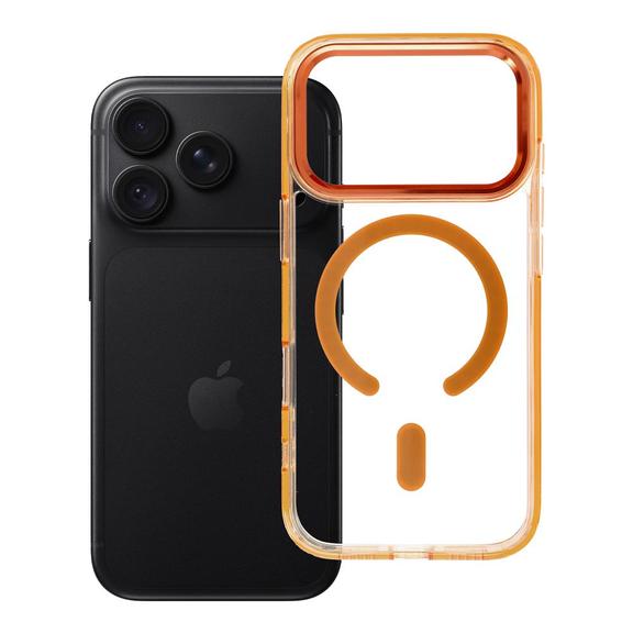 Etui na iPhone 18 Pro / 17 Pro Frame Clear Hybrid Mag Cover zgodny z MagSafe pomarańczowe