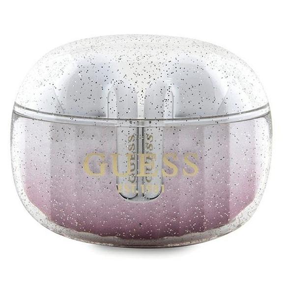GUESS słuchawki bezprzewodowe bluetooth TWS + stacja dokująca GUTWSHDGKEEP (Glitter gradient) różowe