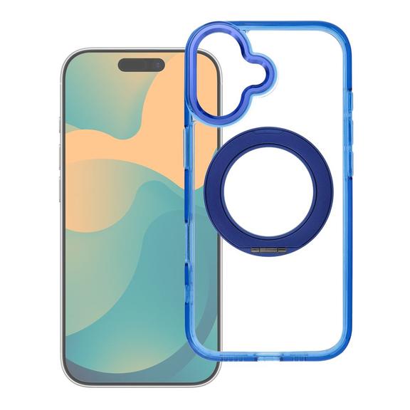 Etui na iPhone 14 PRO Frame Circle Stand zgodne z MagSafe granatowe