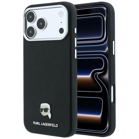 KARL LAGERFELD futerał do IPHONE 18 Pro Max/ 17 Pro Max kompatybilny z MagSafe (Grained Karl Head Metal) czarny