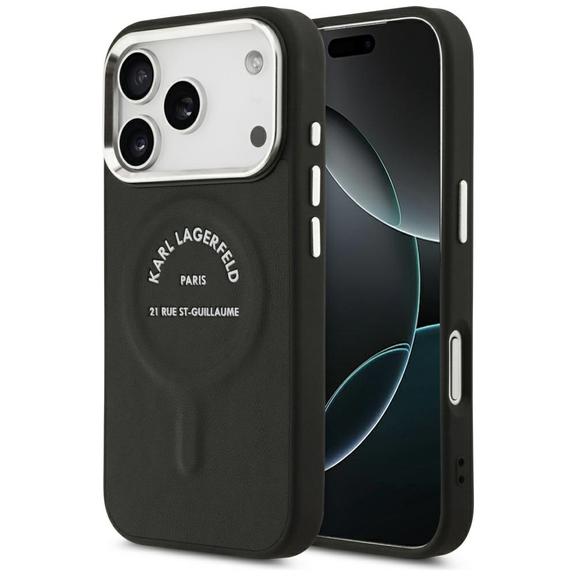 KARL LAGERFELD futerał do IPHONE 17 Pro kompatybilny z MagSafe KLHMP17LPSKRSGEK (PU W/ Karl RSG Logo) czarny