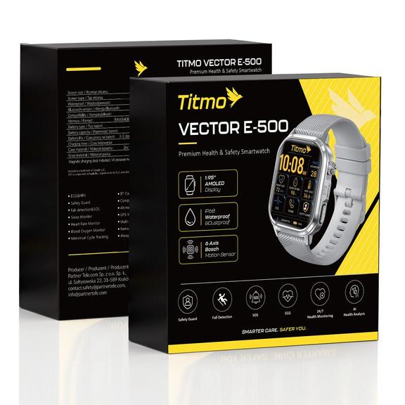 Smartwatch TITMO Vector E-500 (AMOLED, ECG, GPS, Tryb ochrony, Detekcja upadku, funkcja dzwonienia) srebrny 0INT