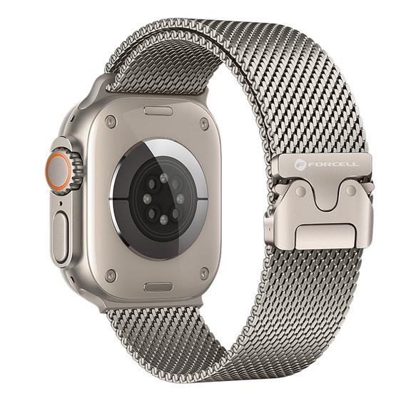 Pasek do Apple Watch Forcell F-Design FA11 zatrzask stal 42 / 44 / 45 / 49 mm srebrny