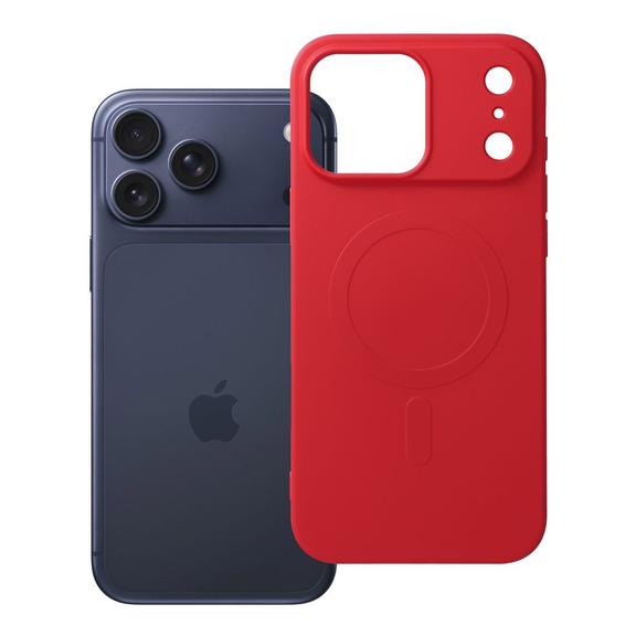 Etui na iPhone 17 Pro Max / 18 Pro Max (low camera edge) Silicone Mag Cover zgodne z MagSafe (big hole) czerwone