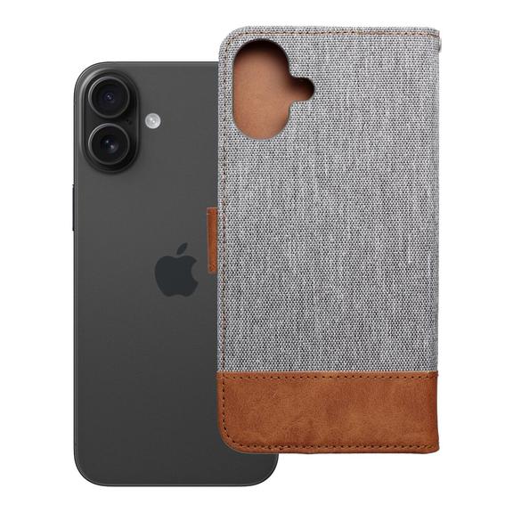 Etui z klapką na iPhone 16 PLUS Jeans Book szare