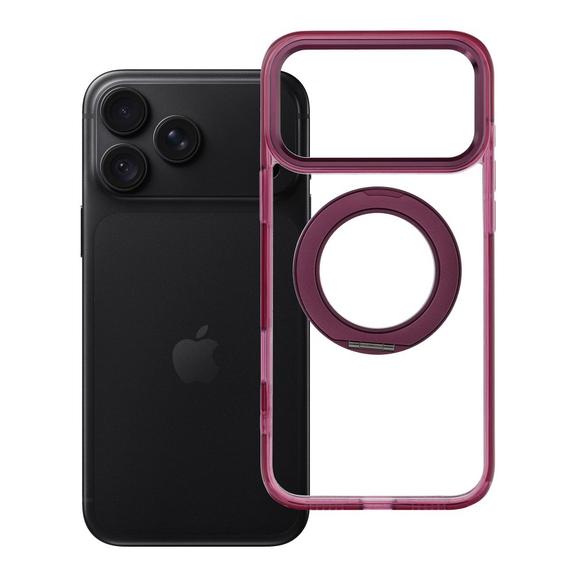 Etui na iPhone 18 Pro Max / 17 Pro Max Frame Circle Stand zgodne z MagSafe burgundowy