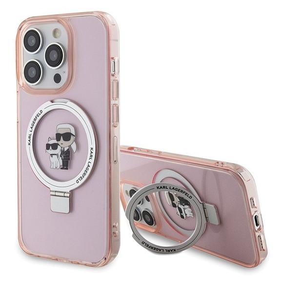 KARL LAGERFELD futerał do IPHONE 15 Pro Max kompatybilny z MagSafe KLHMP15XHMRSKCP (Ringstand KC) różowy