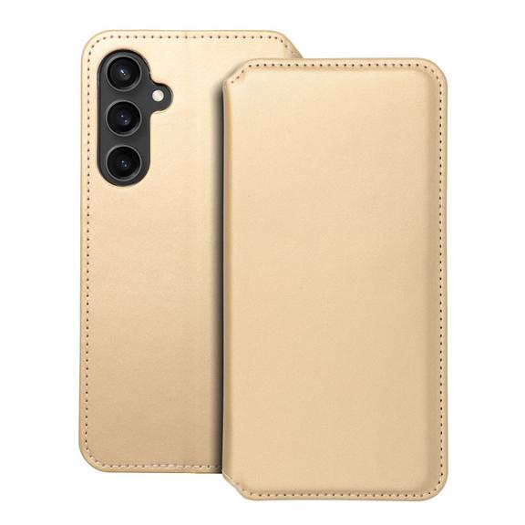 Etui z klapką na Samsung S23 FE Dual Pocket Book złote